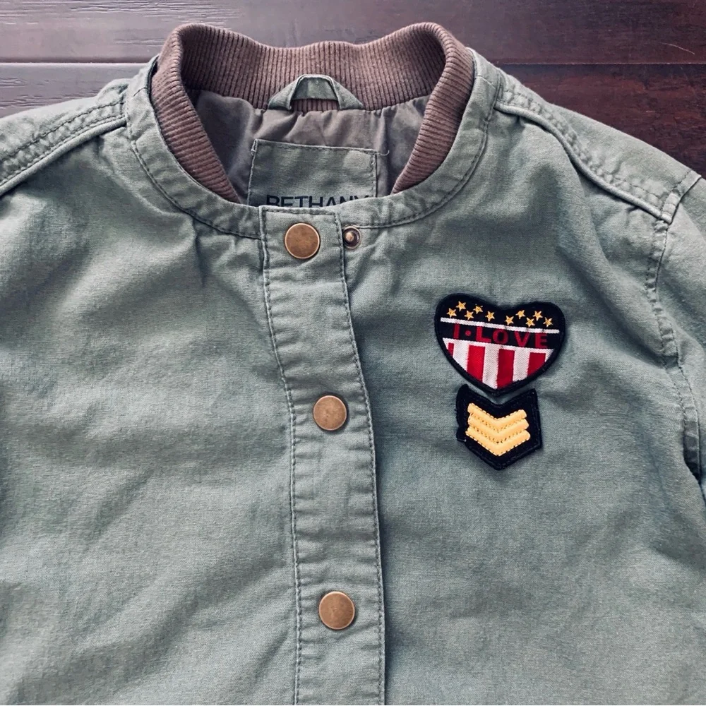 Bethany Mota Cute Top Gun Inspired Green Army Military Bomber Jacket | Size: M